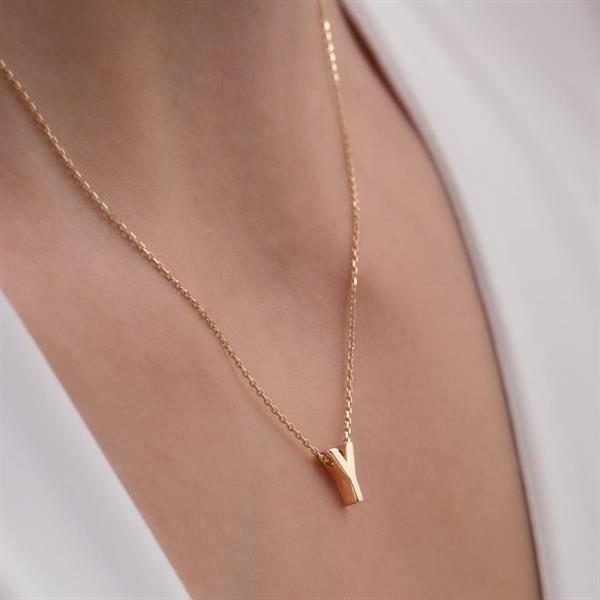 14 Ayar Altın Y Harf Kolye