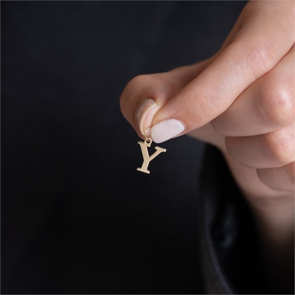 14 Ayar Altın Y Harf Sade Kolye Ucu 13.5 mm