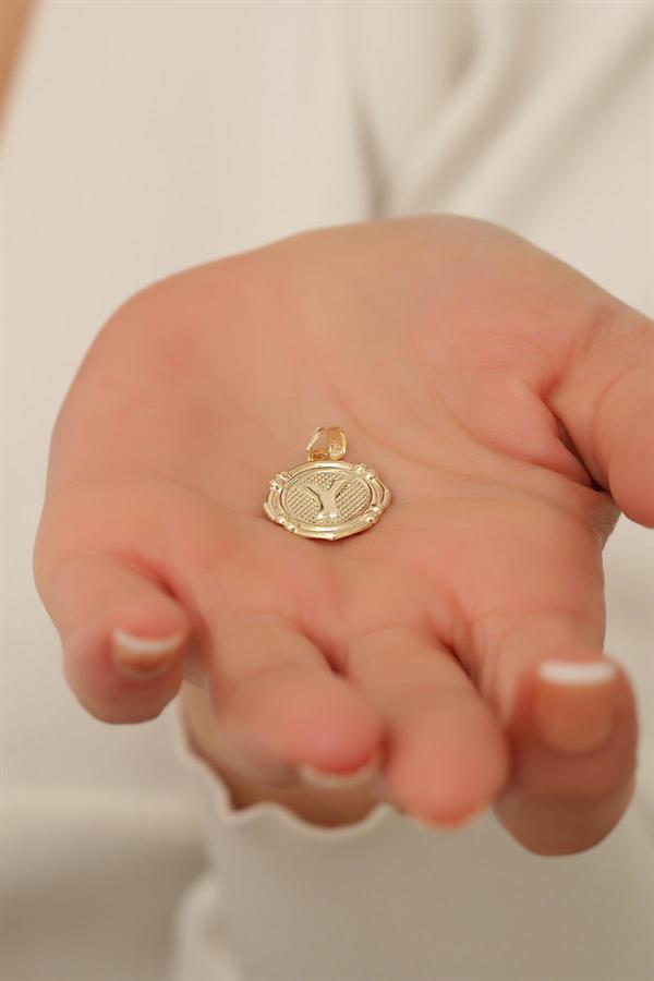 14 Ayar Altın Y Harfli Retro Kolye Ucu