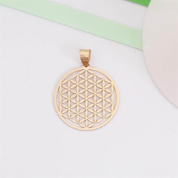 14 Ayar Altın Yaşam Çiçeği Kolye Ucu 1,7 cm