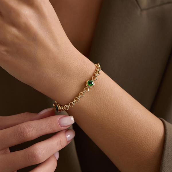 14 Ayar Altın Yeşil Gözlü Doç Bileklik
