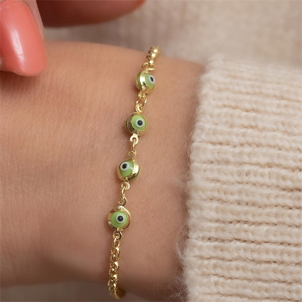 14 Ayar Altın Yeşil Mineli Bonibon Çocuk Künye