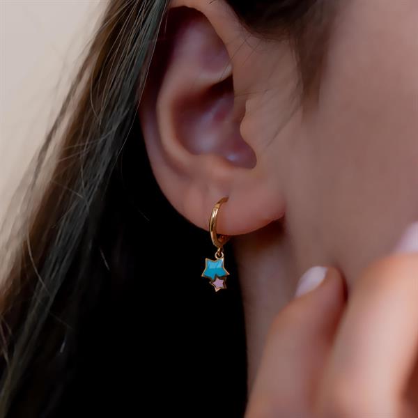 14 Ayar Altın Yıldız Figürlü Halka Çocuk Küpe