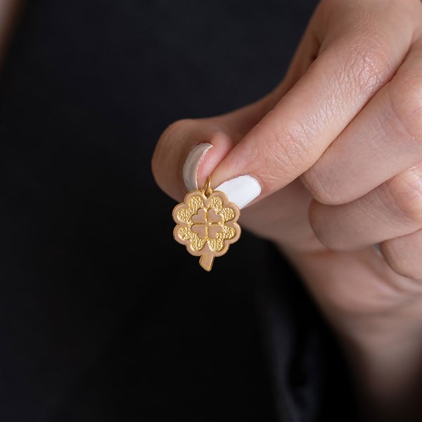 14 Ayar Altın Yonca Kolye Ucu 1,6 mm