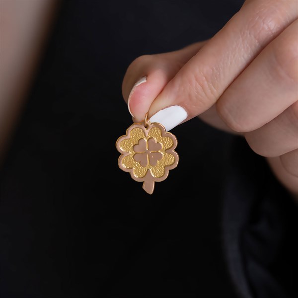 14 Ayar Altın Yonca Kolye Ucu 2 mm