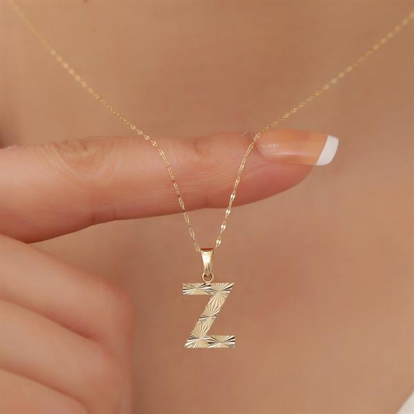14K Solid Gold Z Letter Small Fusion Necklace