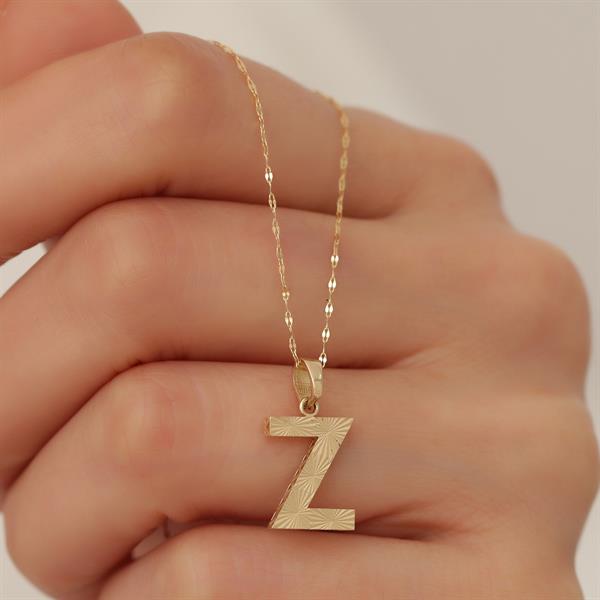 14K Solid Gold Z Letter Small Fusion Necklace
