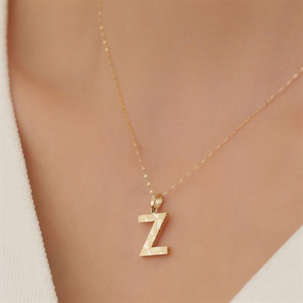14K Solid Gold Z Letter Small Fusion Necklace