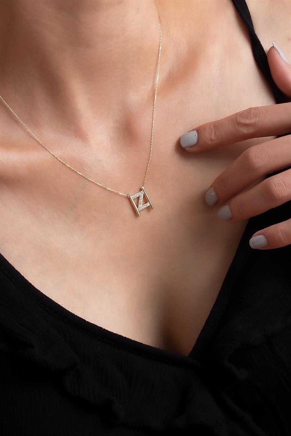 14 Ayar Altın Z Harfi Taşlı Kolye