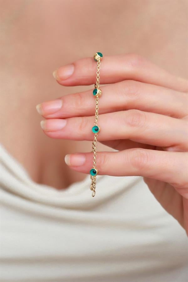 14 Ayar Altın Zarif Doç Gözlü Bileklik