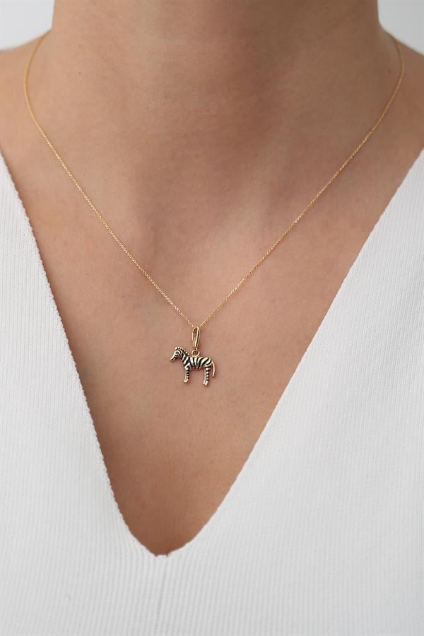 14 Ayar Altın Zebra Kolye