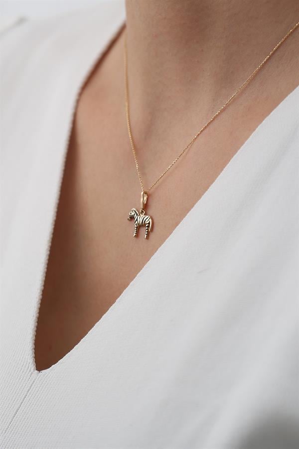 14 Ayar Altın Zebra Kolye