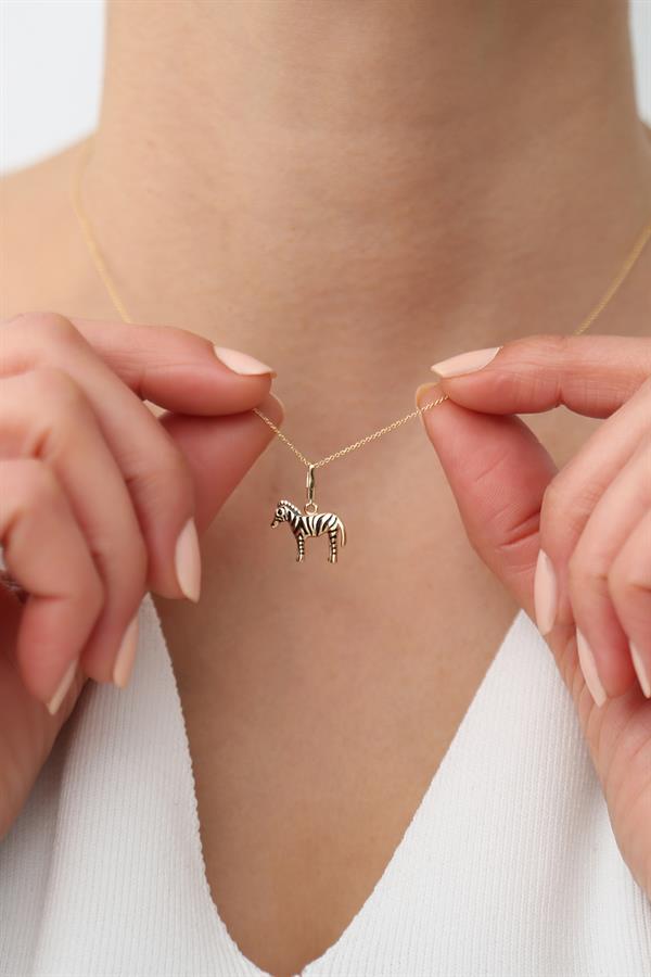 14 Ayar Altın Zebra Kolye
