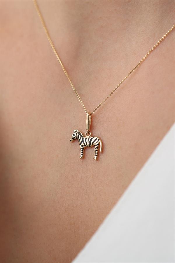 14 Ayar Altın Zebra Kolye