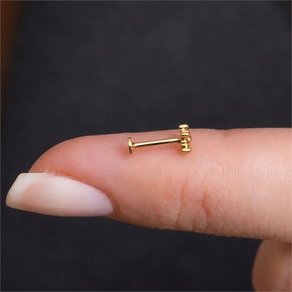 14 Ayar Taşlı Çiçek Tragus Piercing