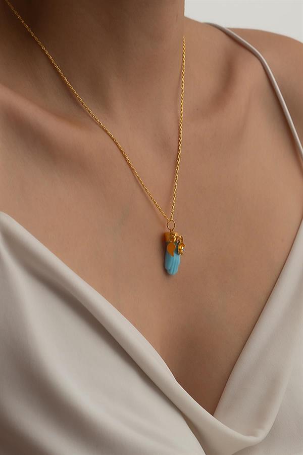 Altın Fatma Ana Eli Halat Burgu Kolye