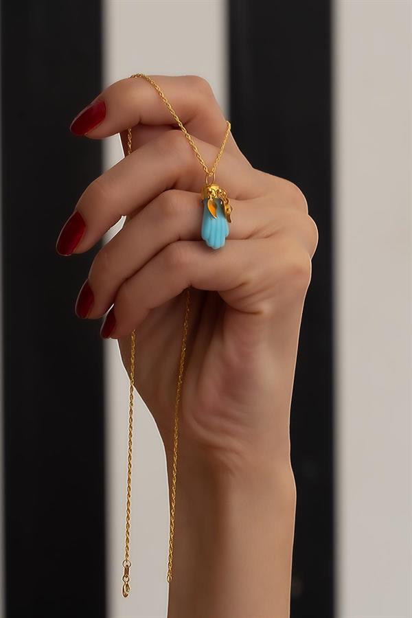 Altın Fatma Ana Eli Halat Burgu Kolye