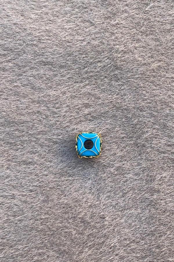 Gold Blue Star Small Filigree Hulyam Bead