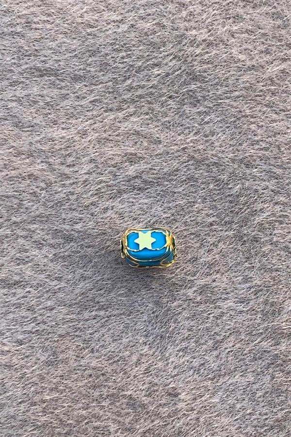 Gold Blue Star Small Filigree Hulyam Bead