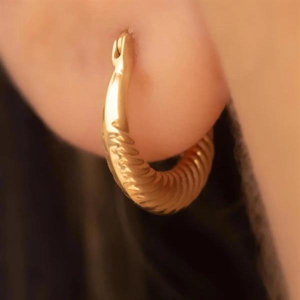 14 Ayar Altın Mini Midye Halka Küpe TEKLİ