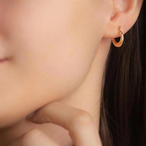 14 Ayar Altın Mini Midye Halka Küpe TEKLİ