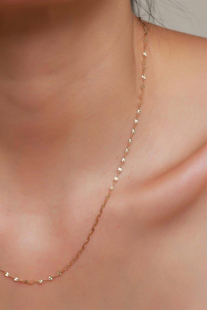  14K Solid Gold Thick Mirror Chain Necklace