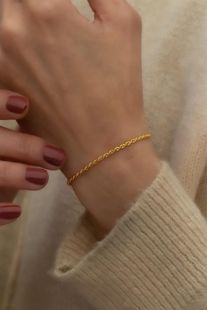 14K Solid Gold 4 Micron Rope Twist Bracelet