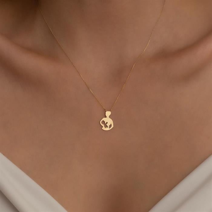 14K Solid Gold Mother's Lap Baby Necklace