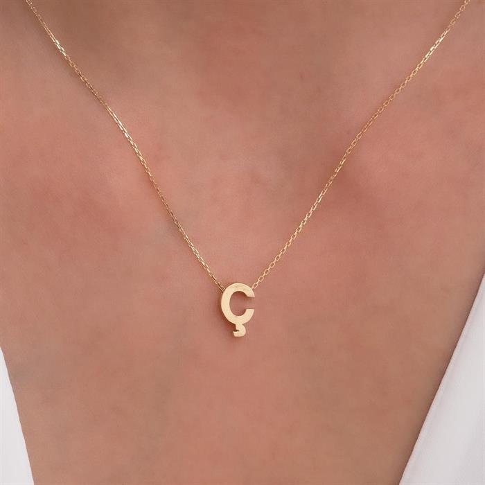 14K Solid Gold 3D Letter O Necklace