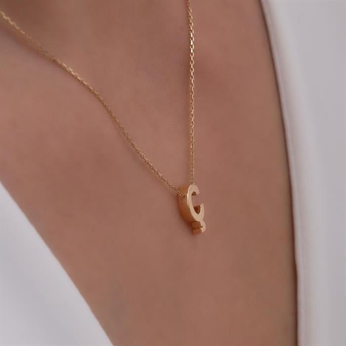 14K Solid Gold 3D Letter O Necklace