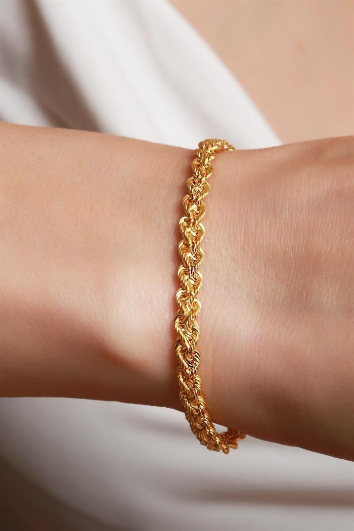 14K Solid Gold Double Row Twisted Bracelet