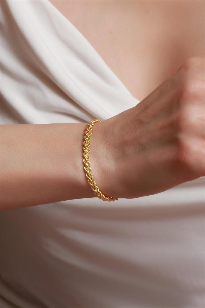 14K Solid Gold Double Row Twisted Bracelet