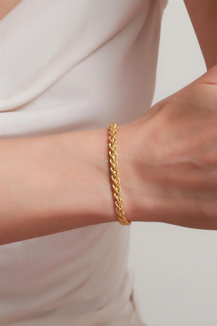 14K Solid Gold Double Row Twisted Bracelet