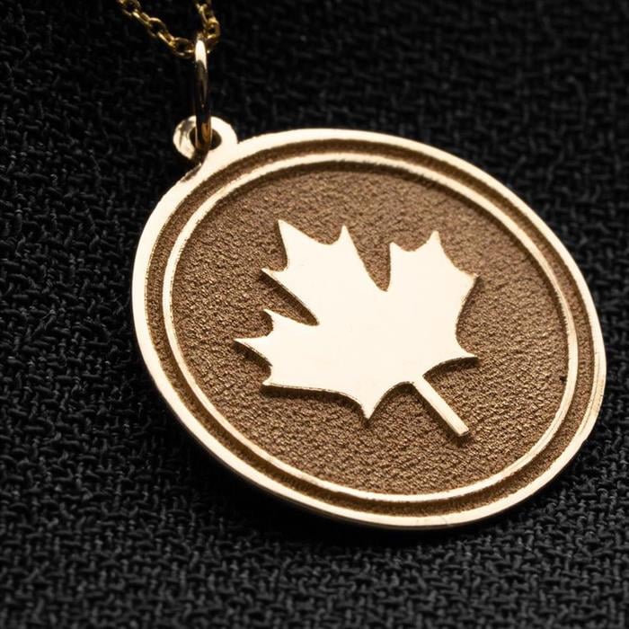  14K Solid Gold Plane Leaf Necklace