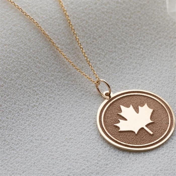  14K Solid Gold Plane Leaf Necklace