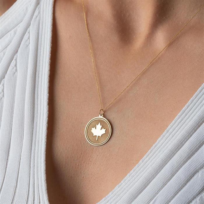  14K Solid Gold Plane Leaf Necklace