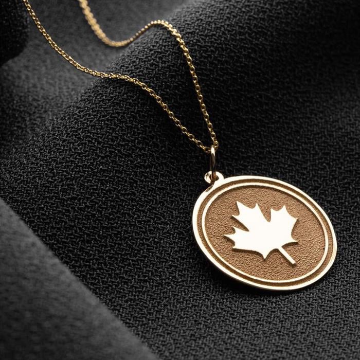  14K Solid Gold Plane Leaf Necklace