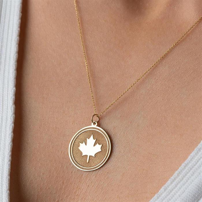  14K Solid Gold Plane Leaf Necklace