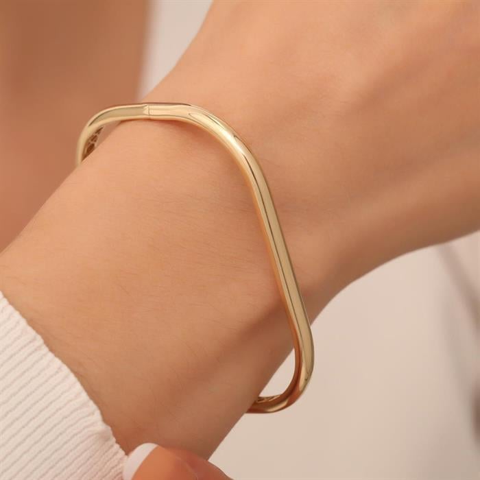14K Gold Rectangular Cuff Bracelet