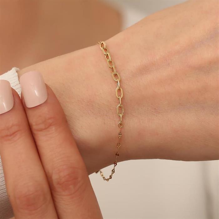 14K Solid Gold Dimida Mirrored Clip Bracelet