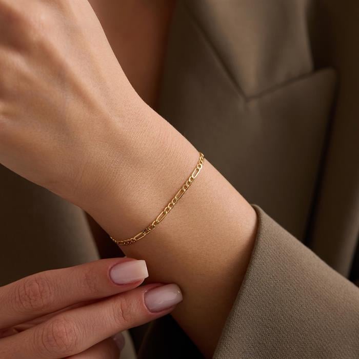 14K Solid Gold Figaro Bracelet
