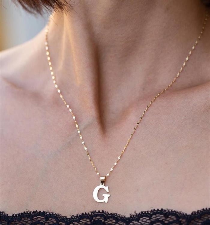 Letter G Necklace with 14K Solid Gold Plate
