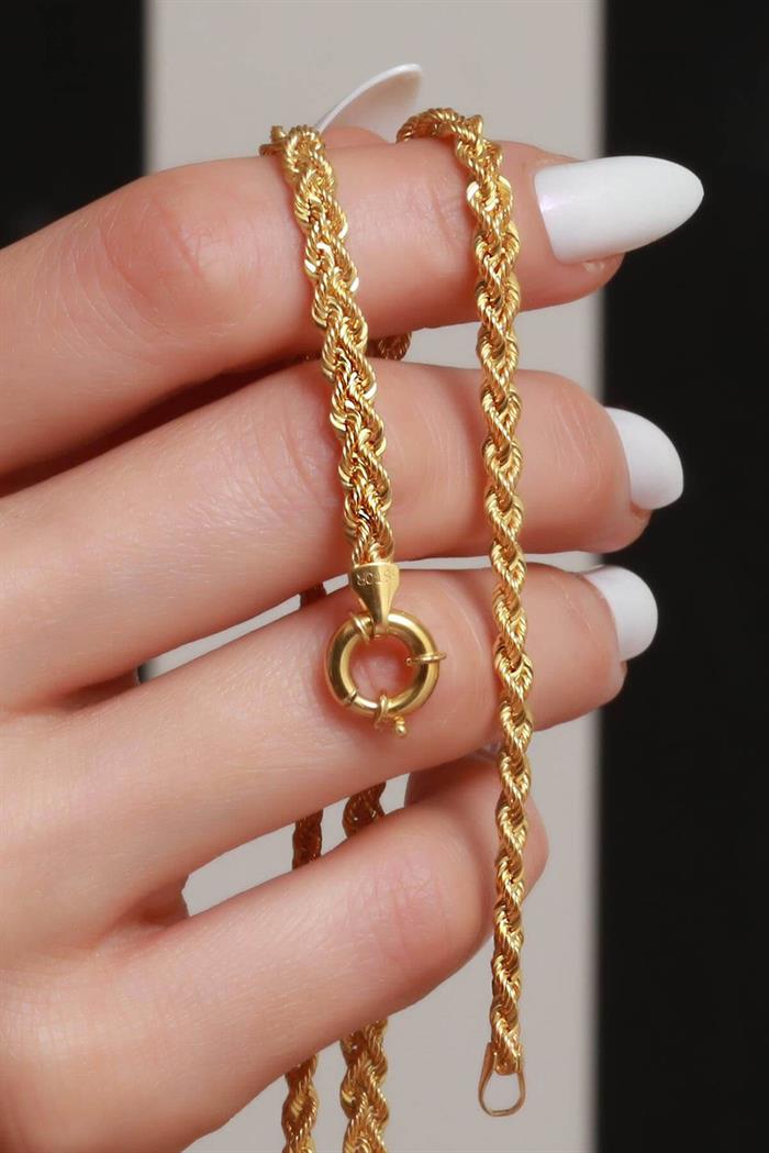 14K Solid Gold Sailor Lock Double Row Twist Necklace