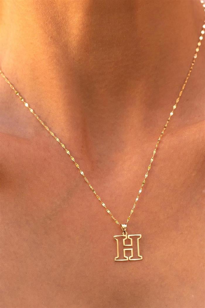 14 Ayar Altın H Harf Soft Kolye