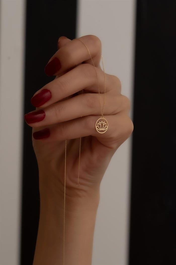 Lotus Necklace with 14K Solid Gold Ring