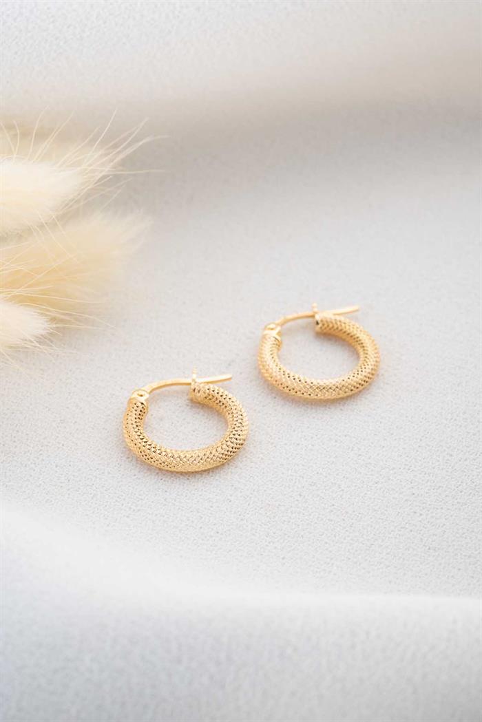 14 Ayar Altın Hasır Küpe 1.4 cm