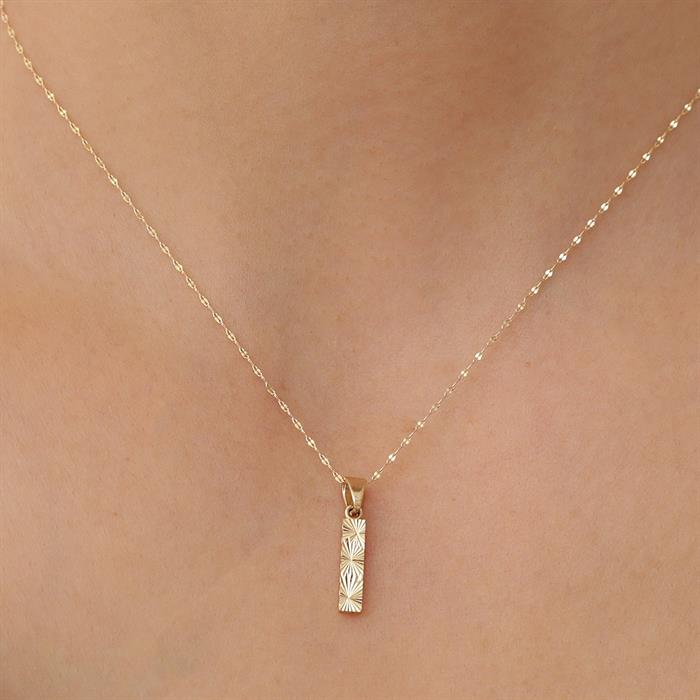 14K Solid Gold I Letter Small Fusion Necklace