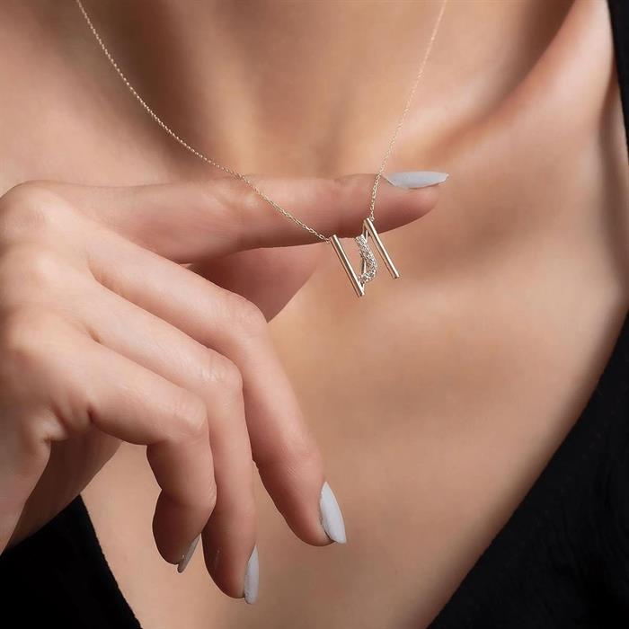 14K Solid Gold Stone Lamelle J Letter Necklace