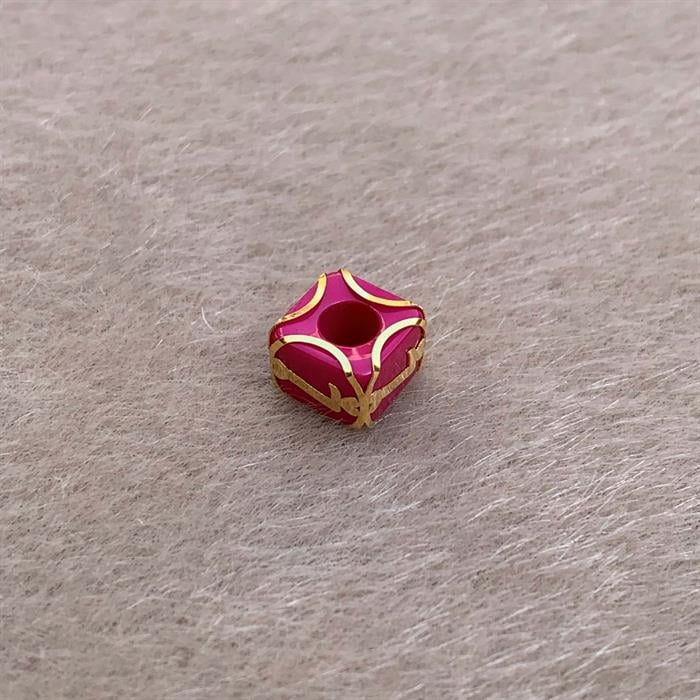 14 Ayar Altın Kafesli Pembe Boncuk L Harf Kolye Ucu