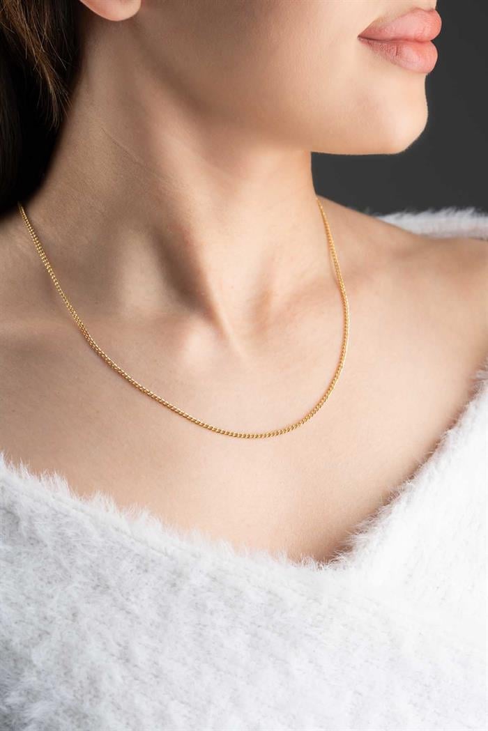 14 Ayar Altın Kalın Gurmet  Zincir Kolye 3.5  mm